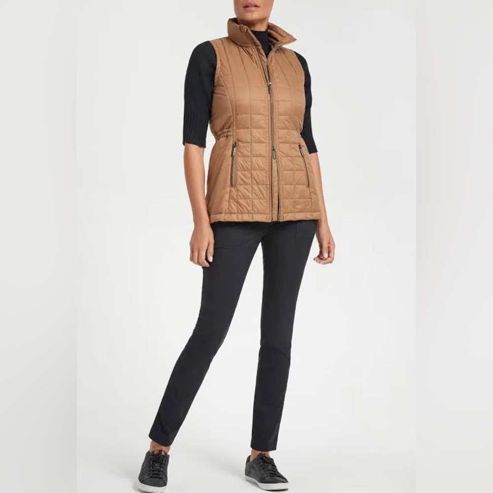 Anatomie Montreal Luxury High Collar Vest SZ M Camel Black - Picture 4 of 14